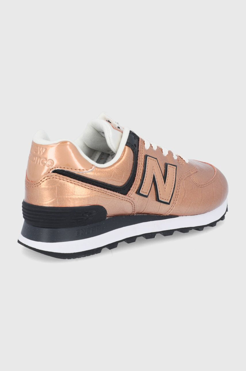 New Balance Кожени обувки WL574PX2 в златисто с равна подметка - Pepit.bg