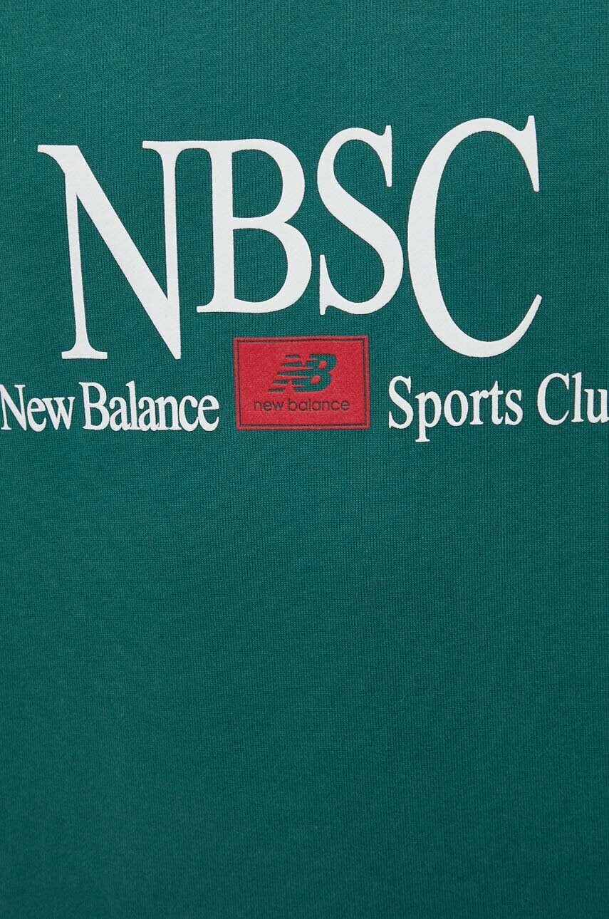 New Balance Памучен суичър в зелено с принт - Pepit.bg