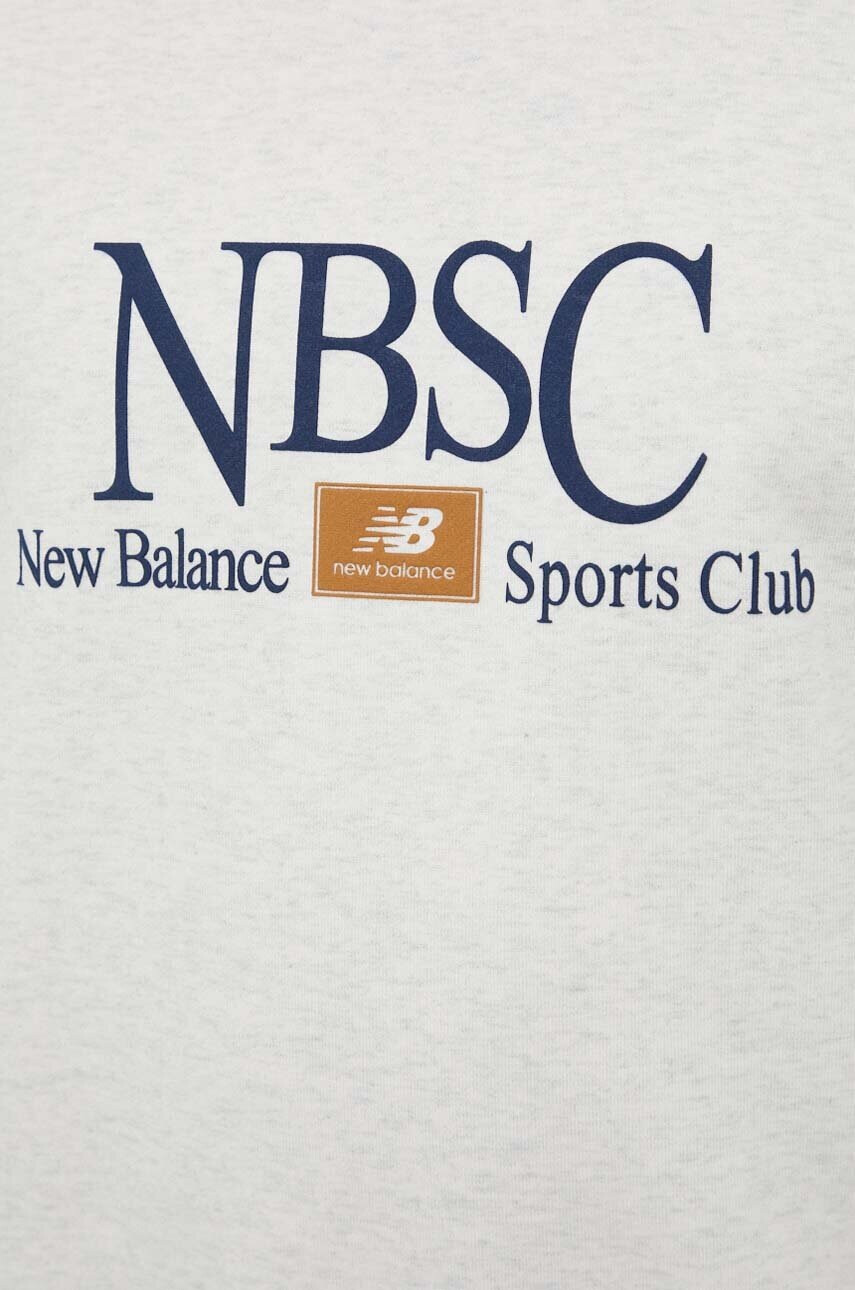 New Balance Памучен суичър в бежово с принт - Pepit.bg