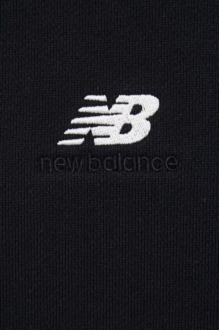 New Balance Памучен суичър в черно с качулка с изчистен дизайн - Pepit.bg