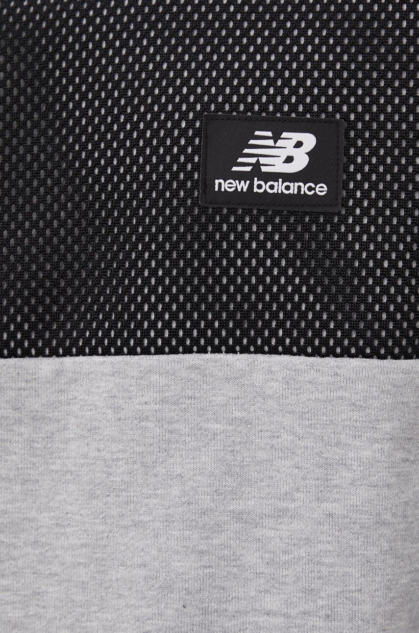 New Balance Памучен суичър MT21508AG в сиво с апликация - Pepit.bg