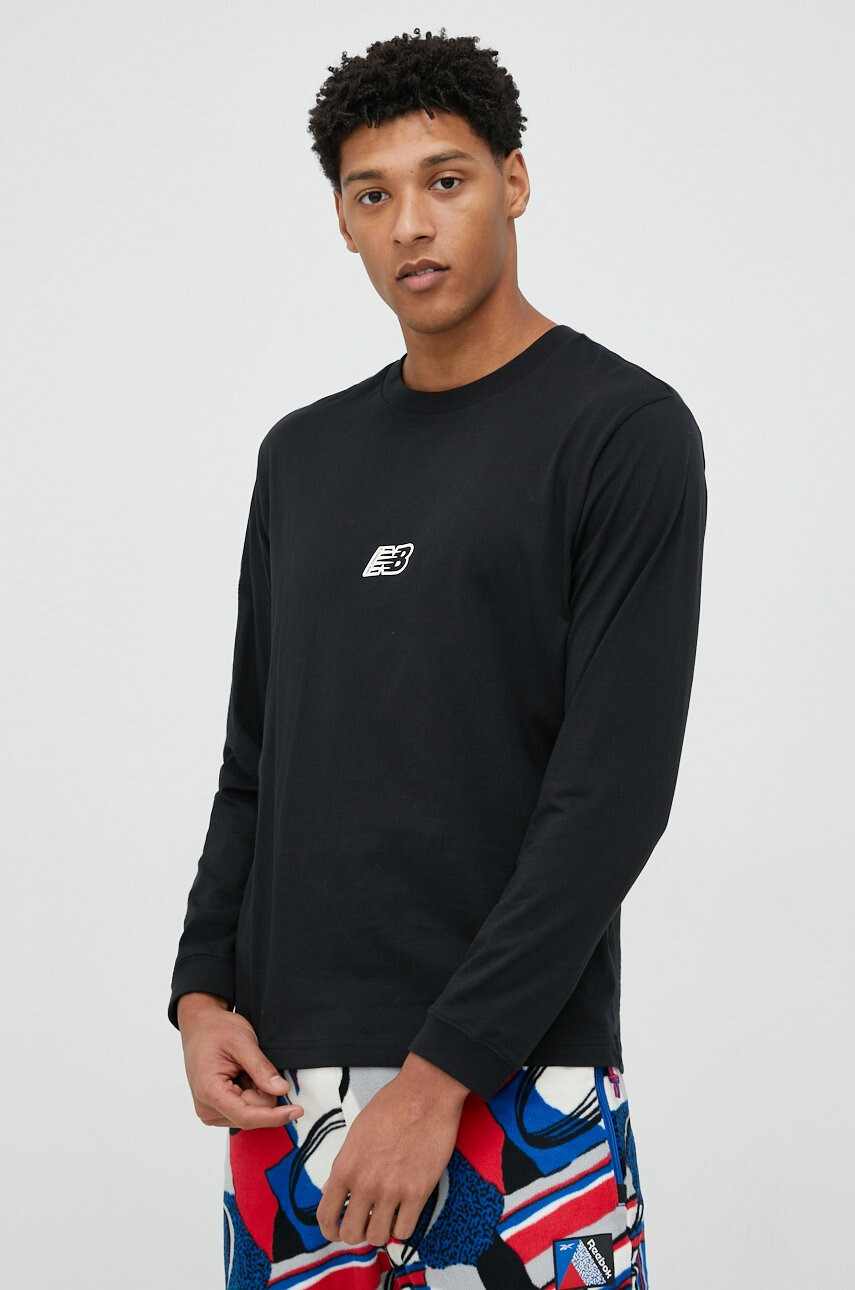 New Balance Памучна блуза с дълги ръкави - Pepit.bg