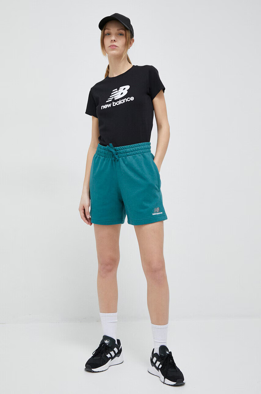 New Balance Памучна тениска в черно - Pepit.bg