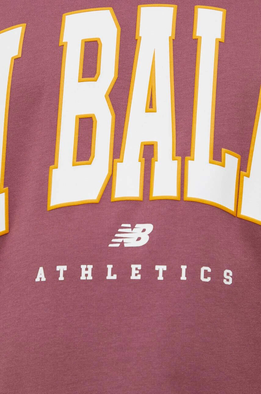 New Balance Памучна тениска в розово с принт - Pepit.bg