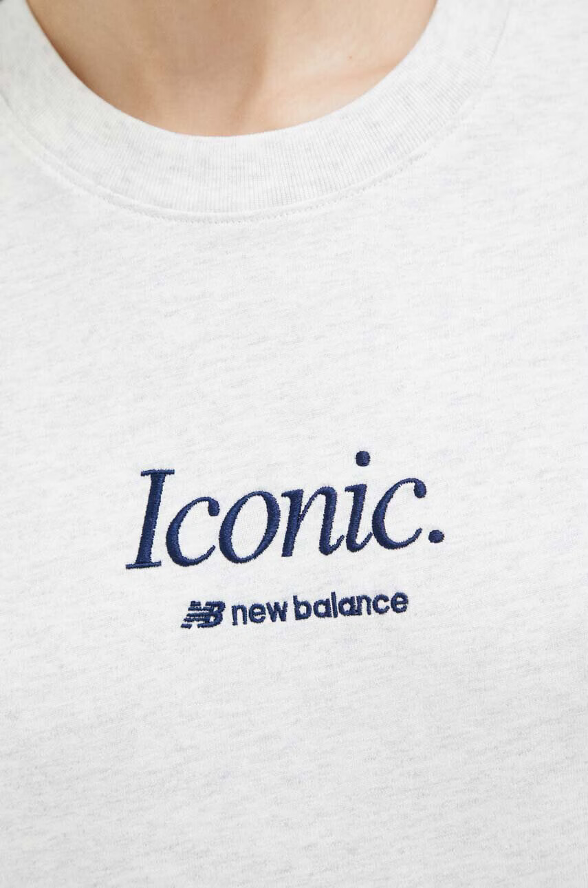 New Balance Памучна тениска в сиво - Pepit.bg