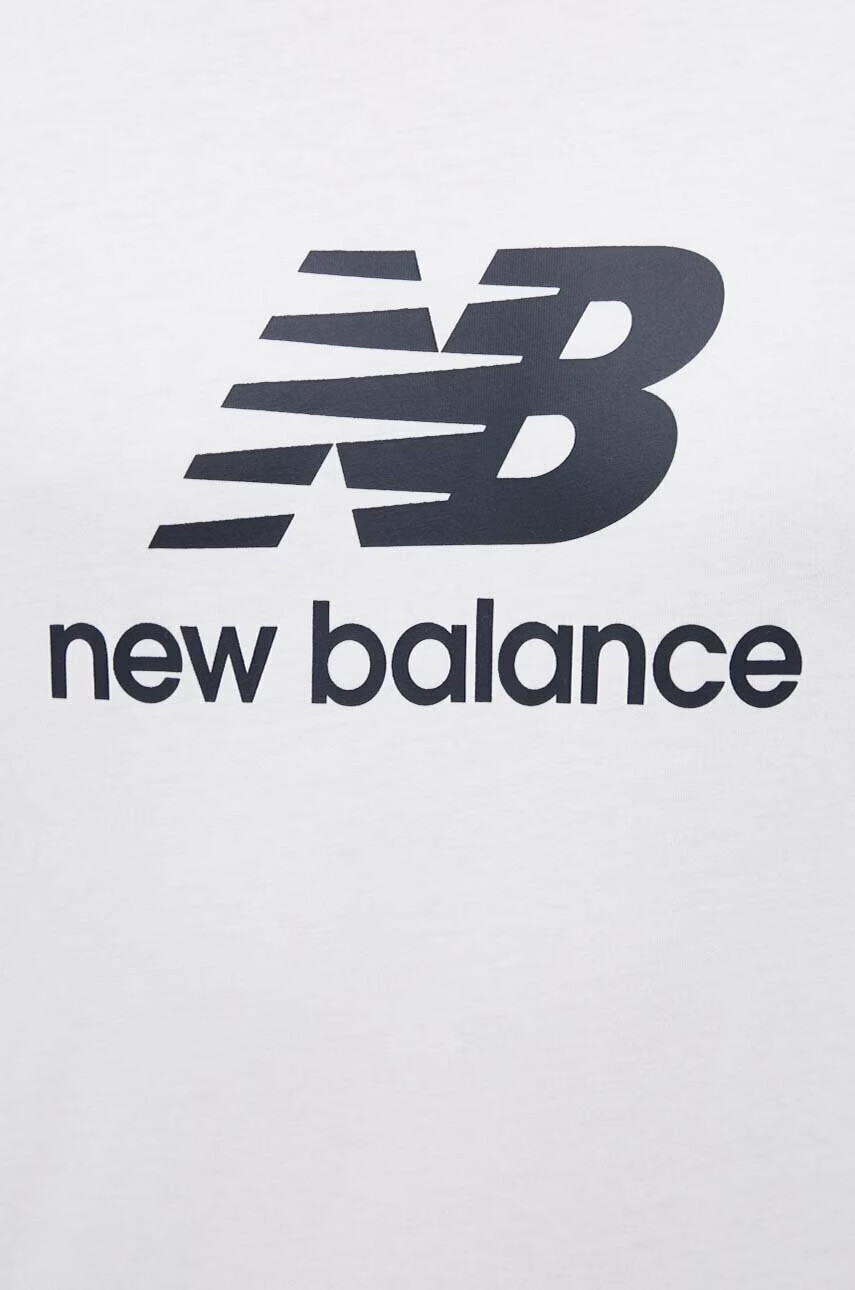 New Balance Памучна тениска в бяло с десен - Pepit.bg