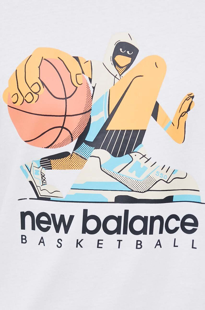 New Balance Памучна тениска в бяло с принт - Pepit.bg