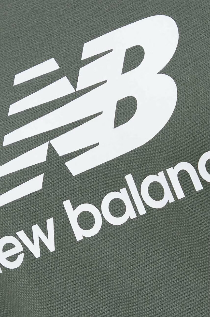 New Balance Памучна тениска в зелено с десен - Pepit.bg