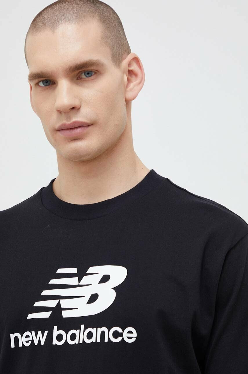 New Balance Памучна тениска в черно с десен - Pepit.bg