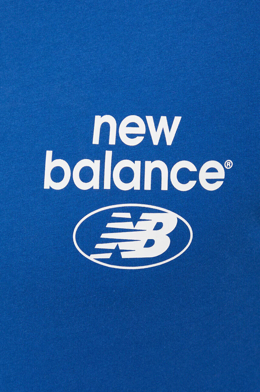 New Balance Памучна тениска в синьо с принт - Pepit.bg