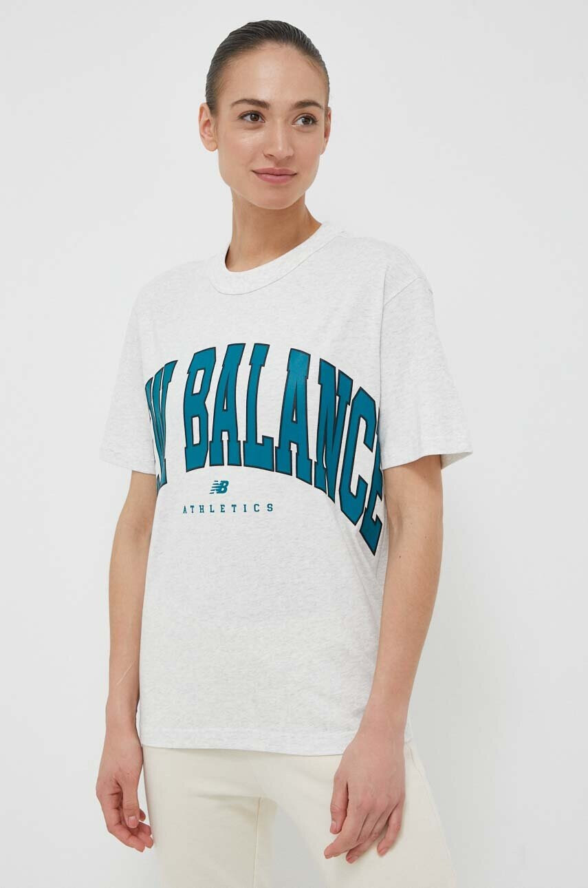 New Balance Памучна тениска UT31551SAH в сиво с принт - Pepit.bg