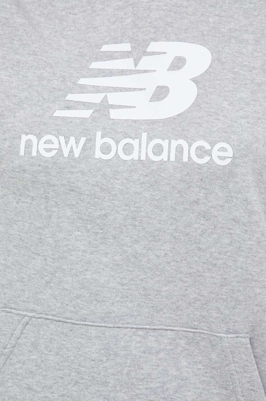 New Balance Суичър в сиво с качулка с принт - Pepit.bg