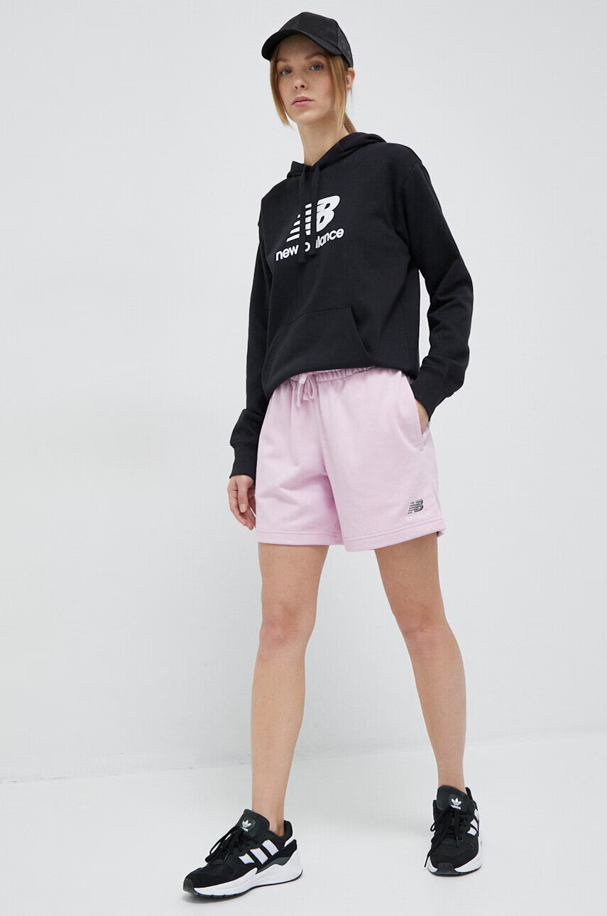 New Balance Суичър в черно с качулка с десен - Pepit.bg