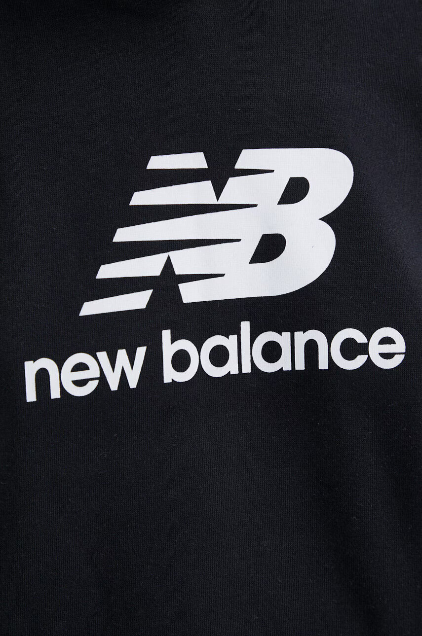New Balance Суичър в черно с качулка с десен - Pepit.bg