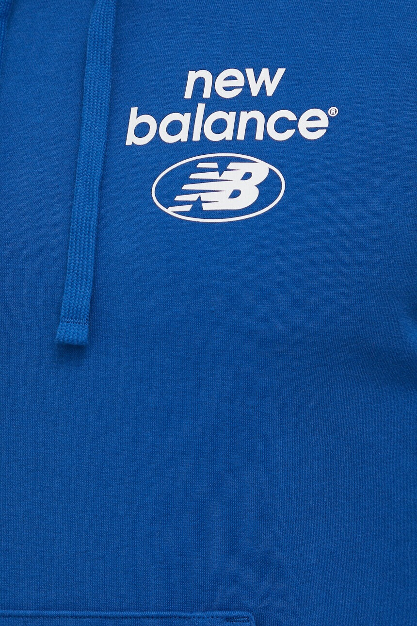New Balance Суичър в синьо с качулка с принт - Pepit.bg