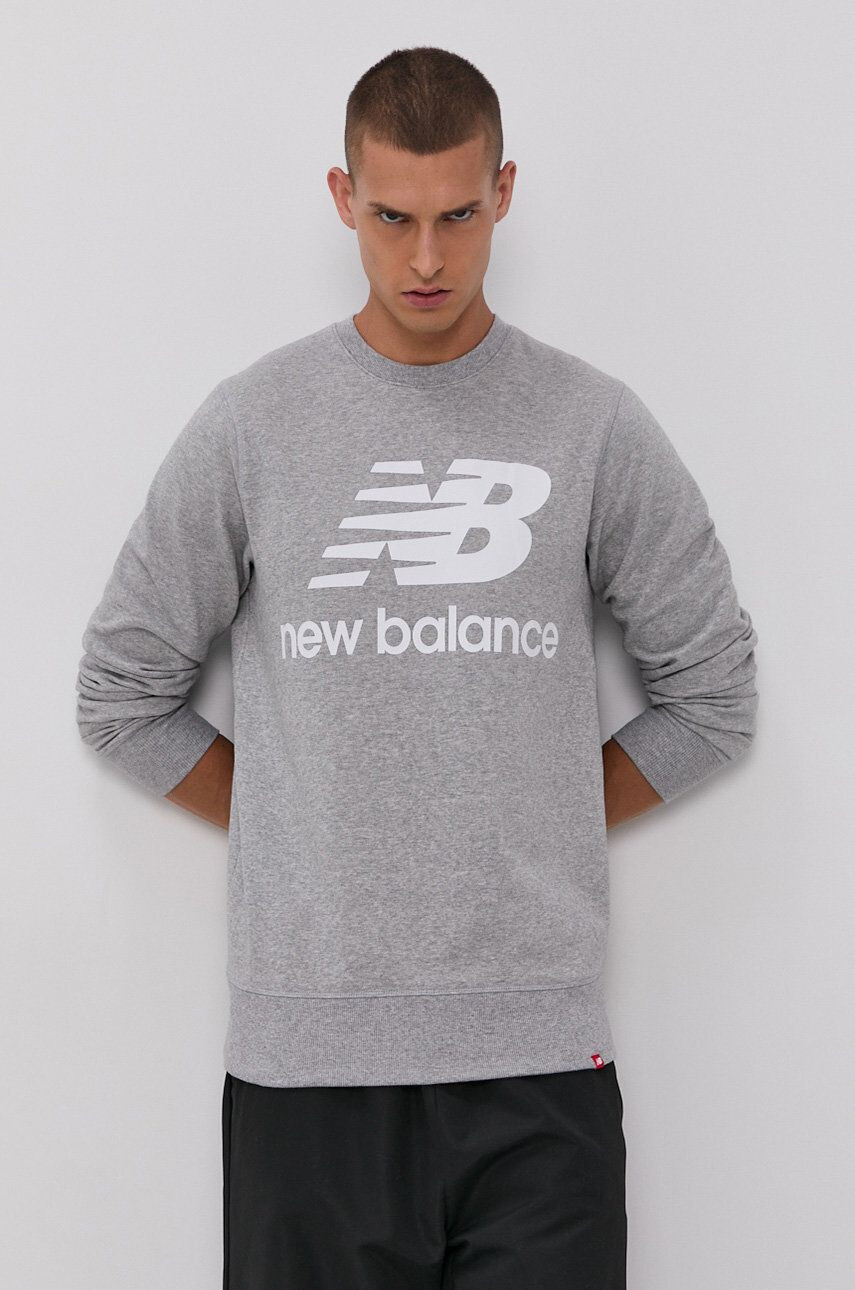 New Balance Суичър в кафяво с качулка с десен - Pepit.bg