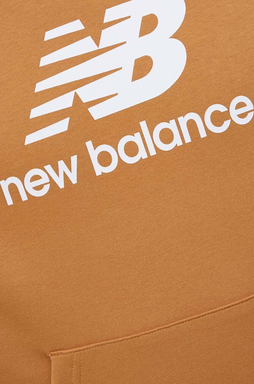 New Balance Суичър в кафяво с качулка с десен - Pepit.bg