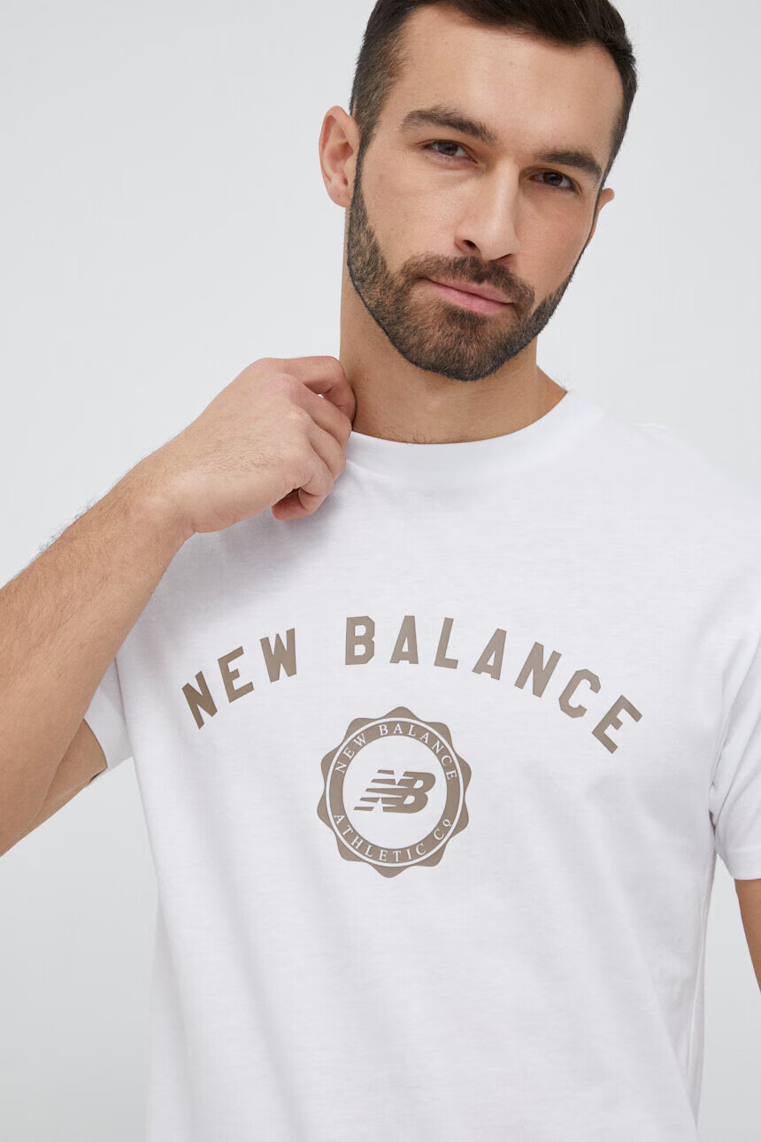 New Balance Тениска в бяло с принт - Pepit.bg