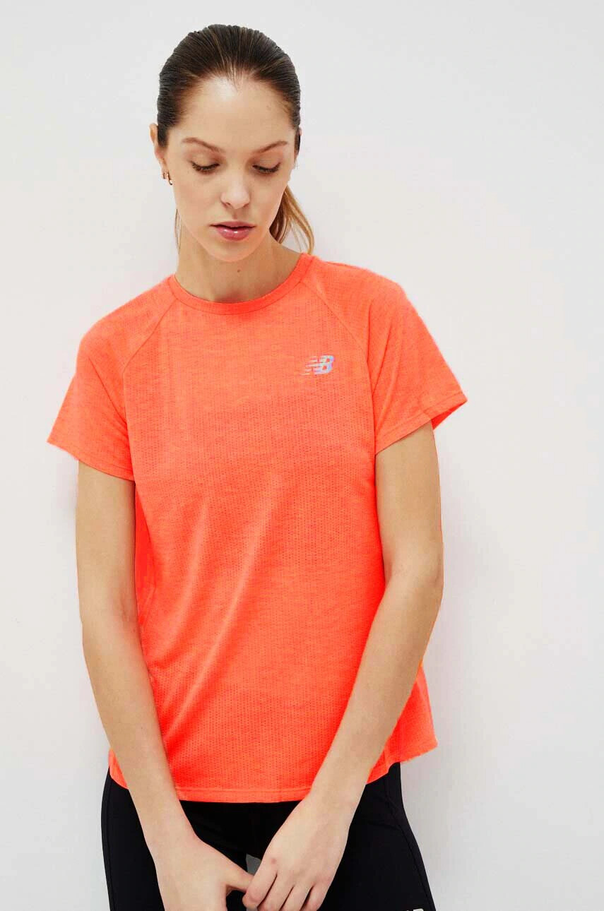New Balance Тениска за бягане Impact Run в оранжево - Pepit.bg