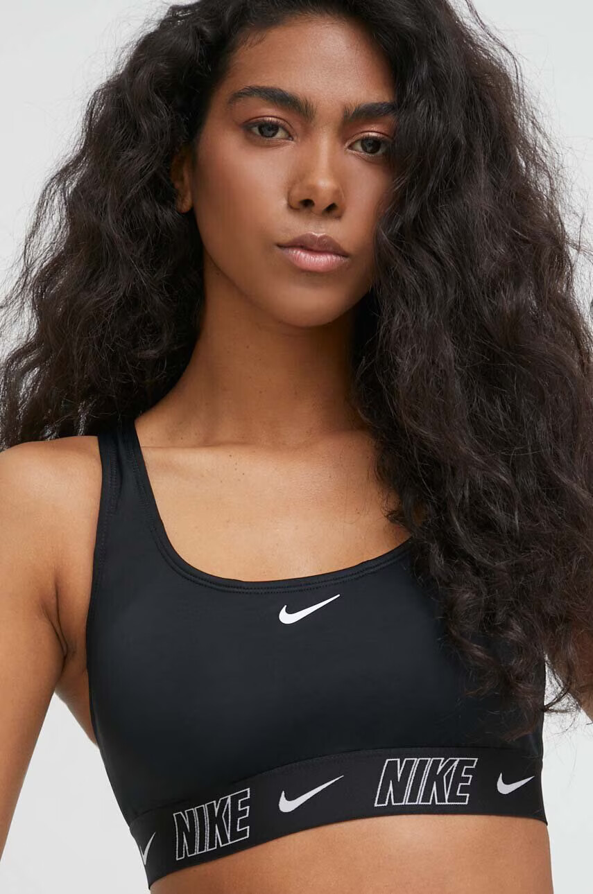 Nike Горнище на бански Logo Tape в черно с леко подплатени чашки - Pepit.bg