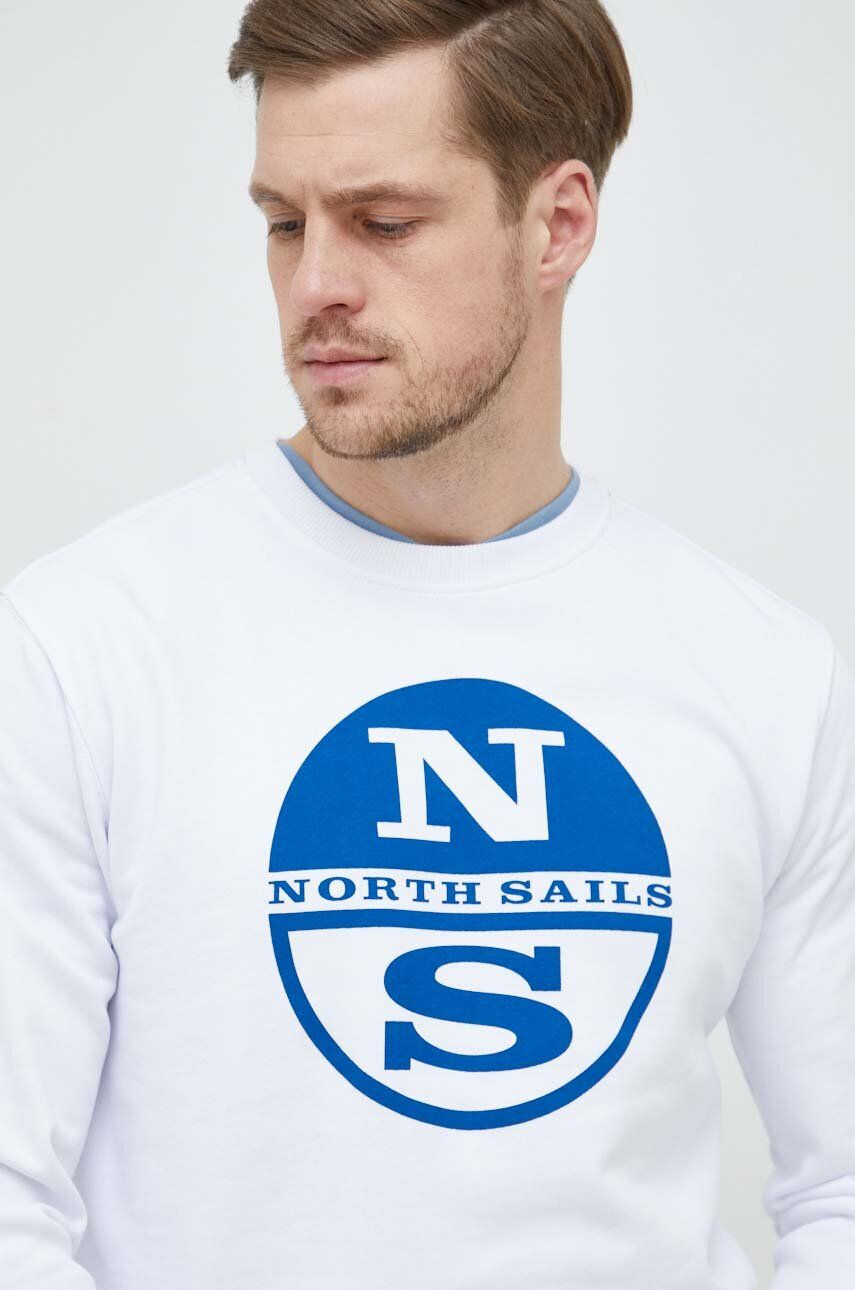 North Sails Памучен суичър в бяло с принт - Pepit.bg