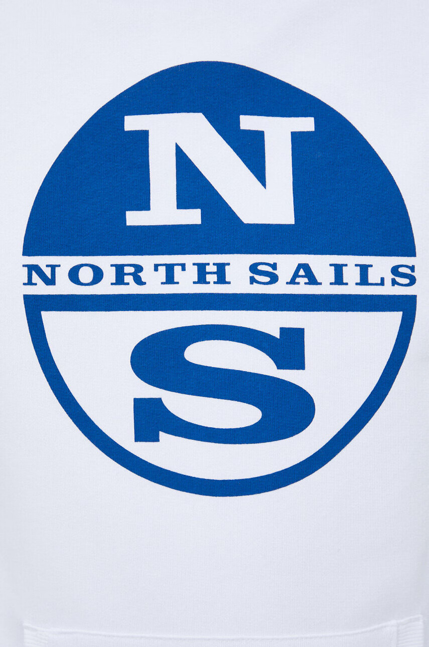 North Sails Памучен суичър в бяло с качулка с принт - Pepit.bg