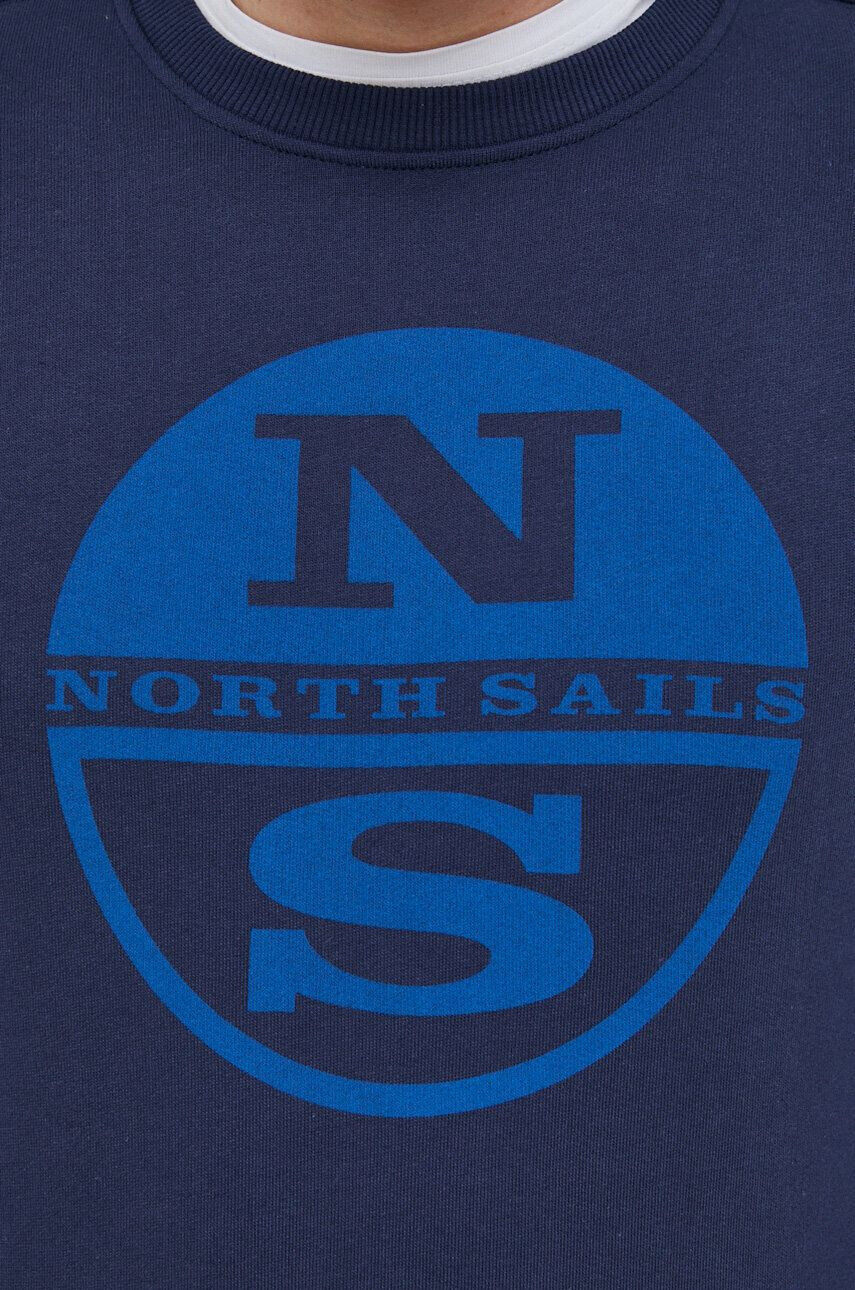 North Sails Памучен суичър в тъмносиньо с принт - Pepit.bg