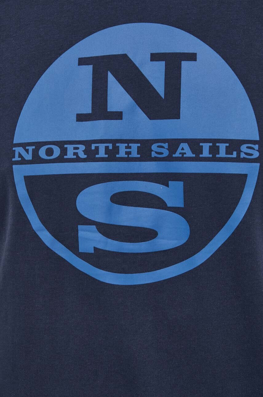 North Sails Памучна тениска в тъмносиньо с принт - Pepit.bg