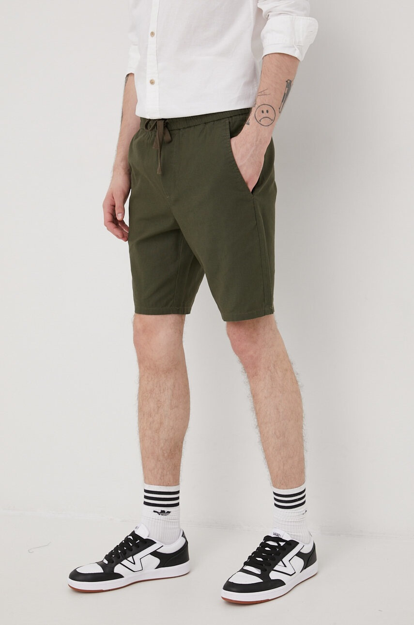 Only & Sons Къс панталон с лен в зелено - Pepit.bg