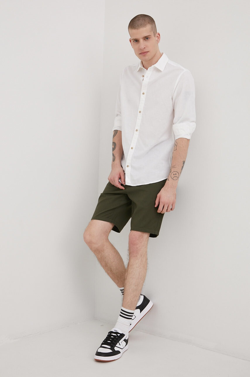 Only & Sons Къс панталон с лен в зелено - Pepit.bg