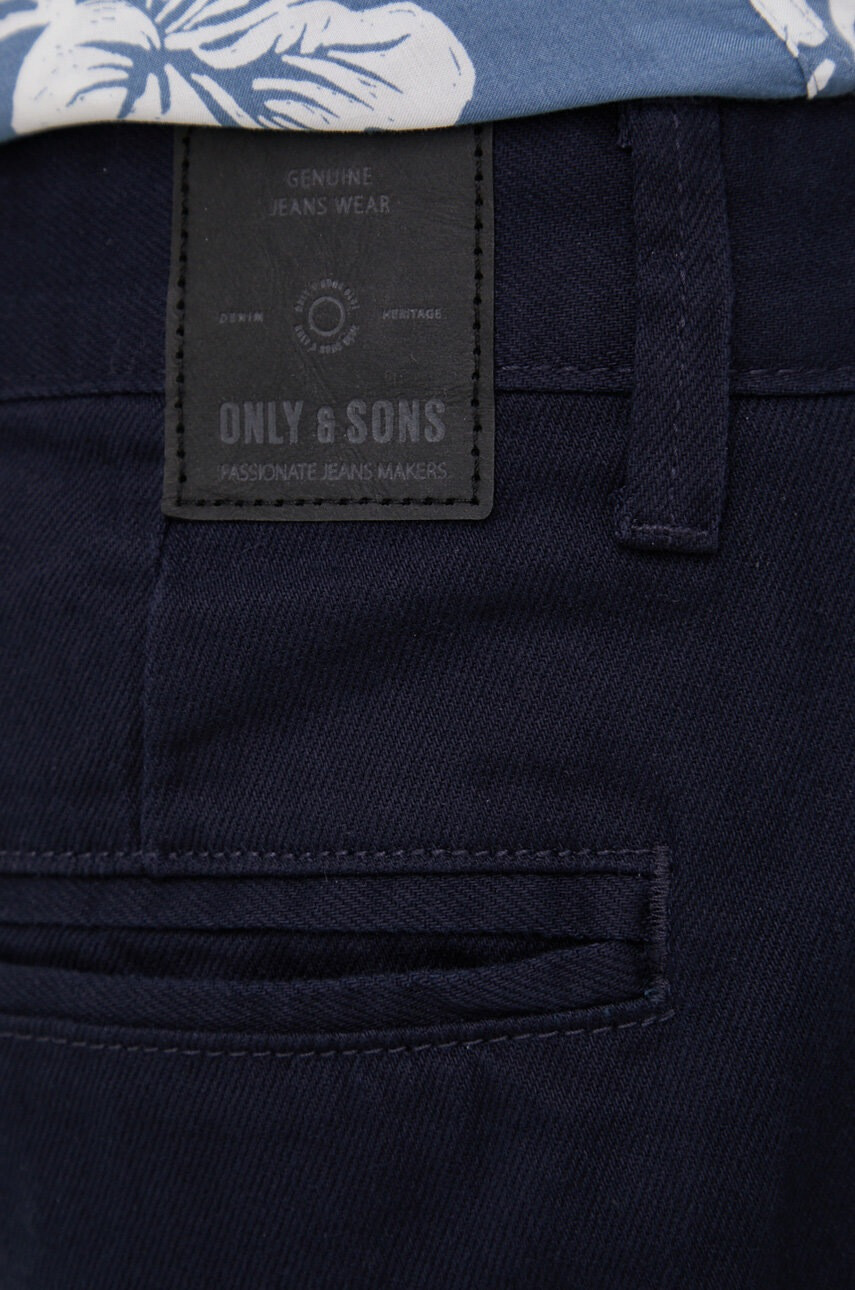 Only & Sons Памучен къс панталон в тъмносиньо - Pepit.bg