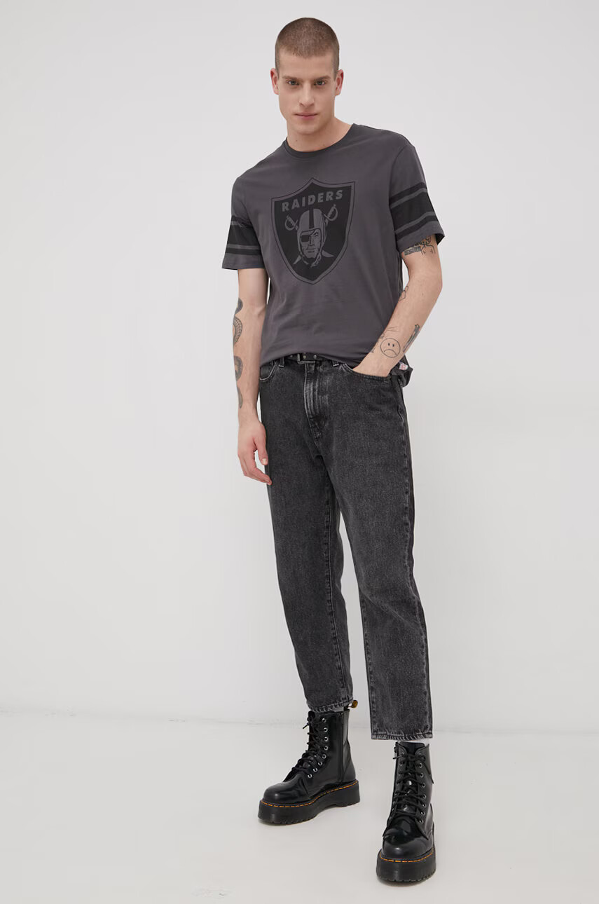 Only & Sons Памучна тениска в сиво с принт - Pepit.bg