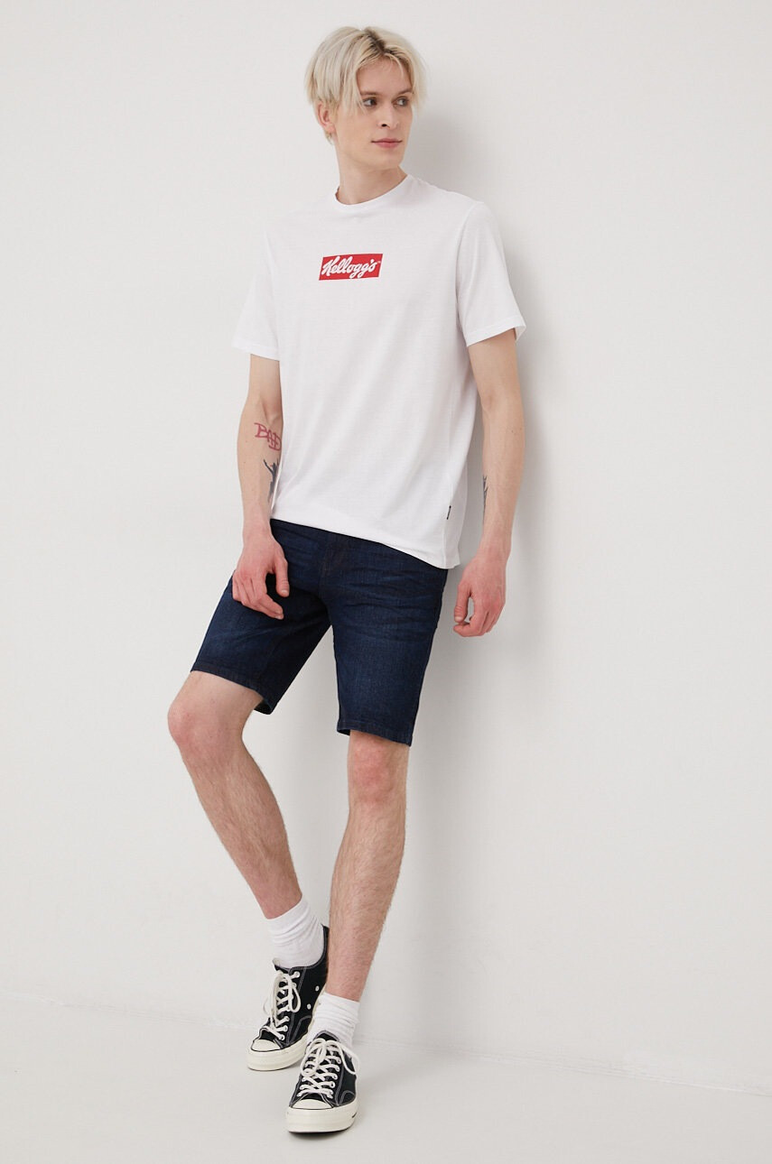 Only & Sons Памучна тениска в бяло с принт - Pepit.bg
