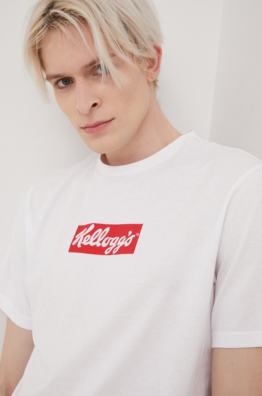 Only & Sons Памучна тениска в бяло с принт - Pepit.bg