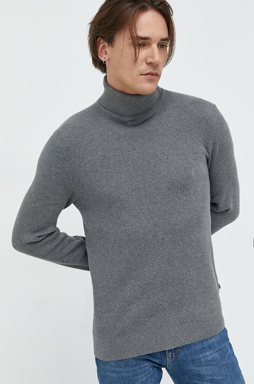 Only & Sons Пуловер мъжки в сиво с поло - Pepit.bg
