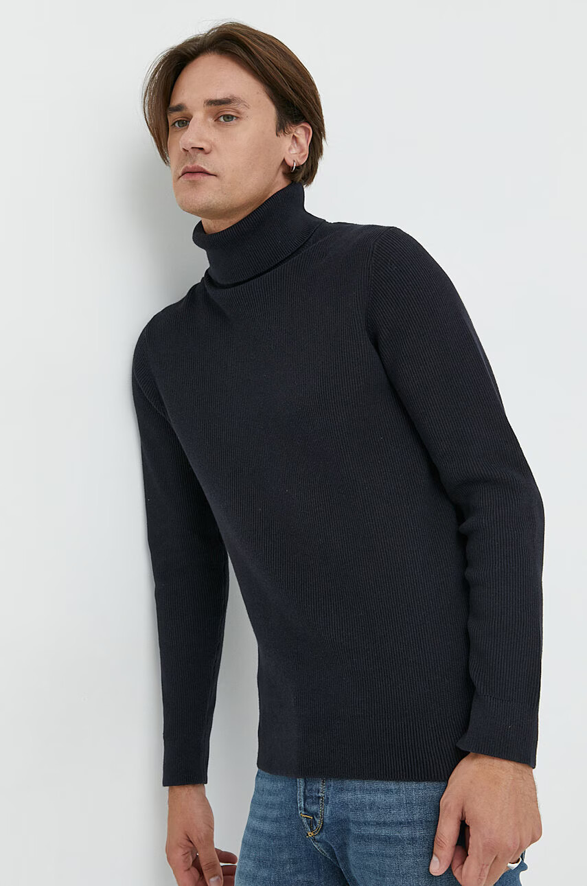 Only & Sons Пуловер мъжки в тъмносиньо с поло - Pepit.bg