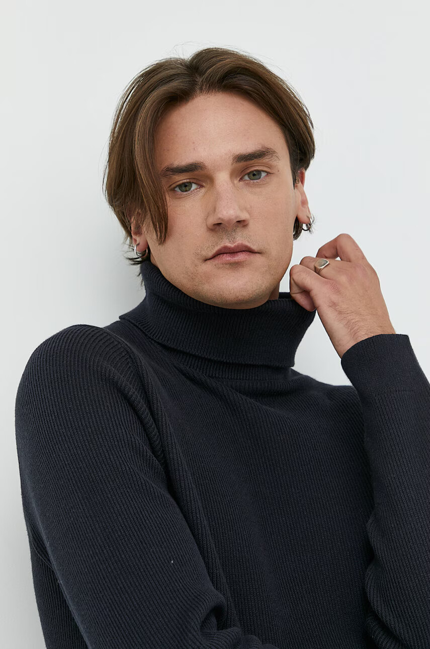 Only & Sons Пуловер мъжки в тъмносиньо с поло - Pepit.bg