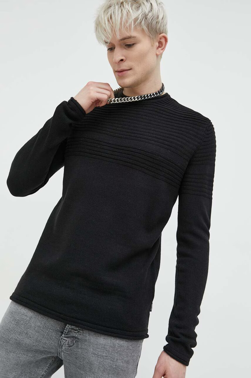 Only & Sons Пуловер мъжки в черно от лека материя - Pepit.bg