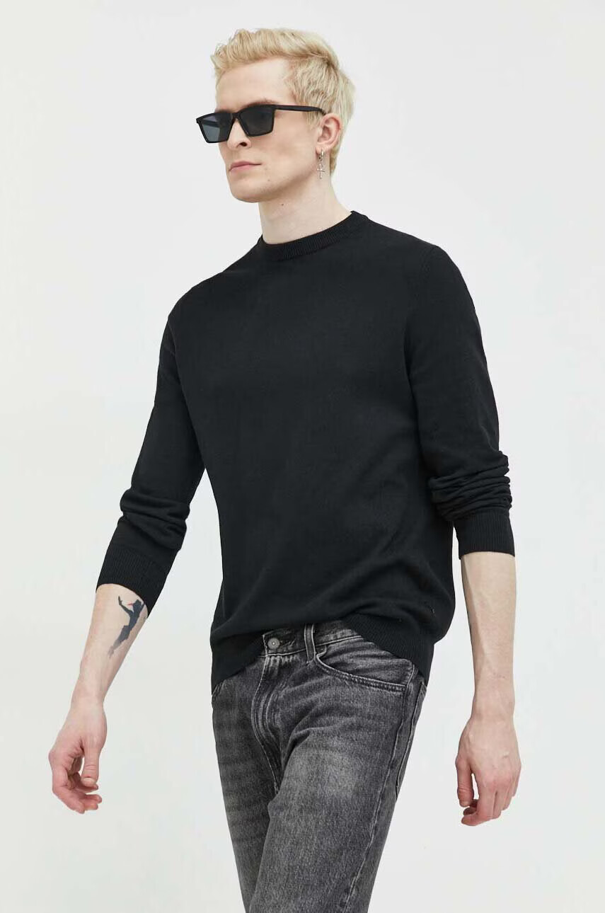 Only & Sons Пуловер мъжки в черно от лека материя - Pepit.bg