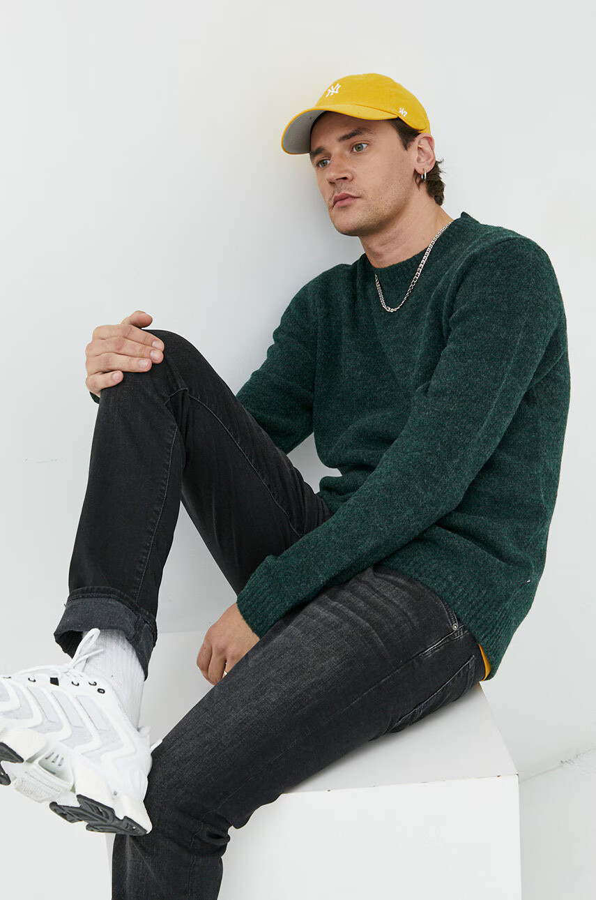 Only & Sons Пуловер с вълна мъжки в зелено - Pepit.bg
