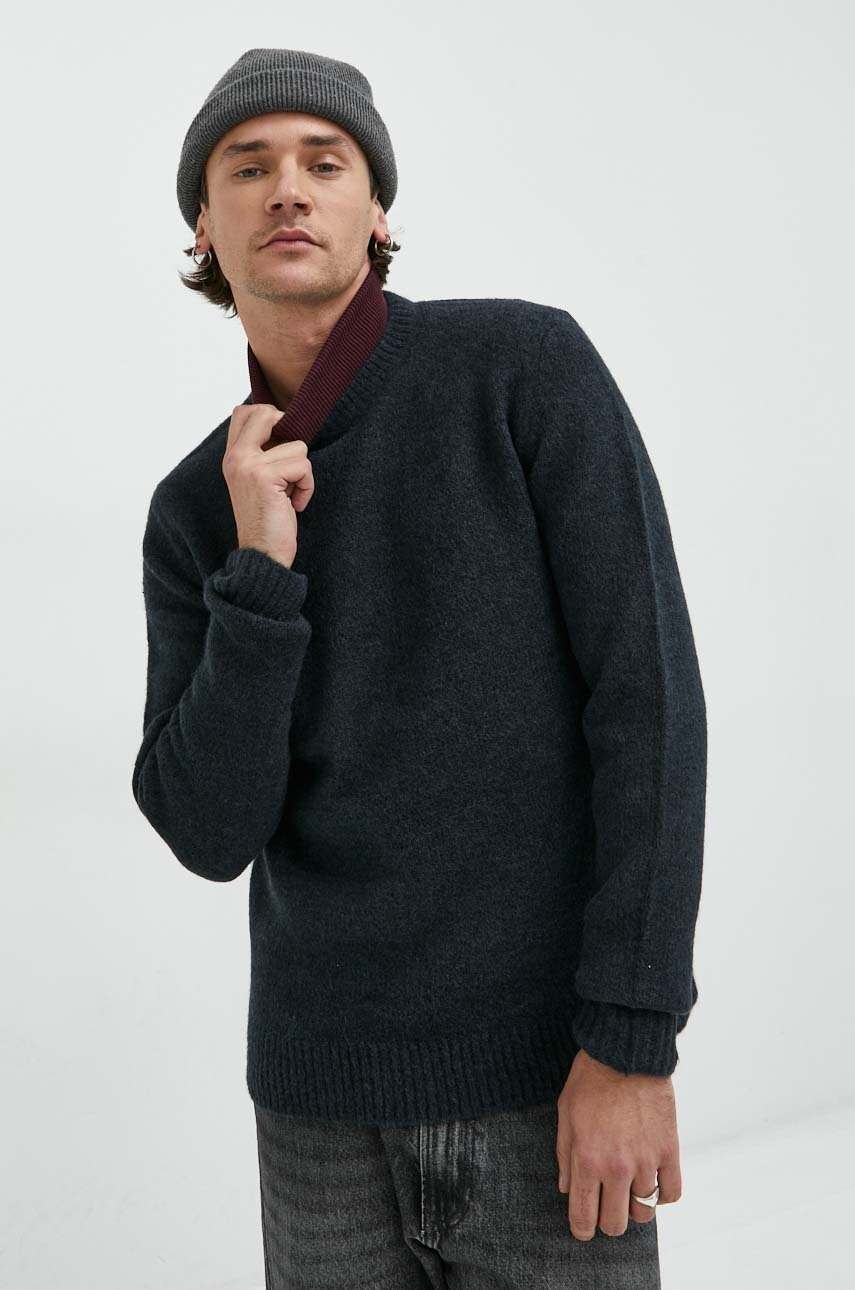 Only & Sons Пуловер с вълна мъжки в тъмносиньо - Pepit.bg