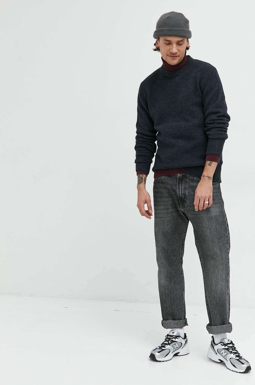 Only & Sons Пуловер с вълна мъжки в тъмносиньо - Pepit.bg
