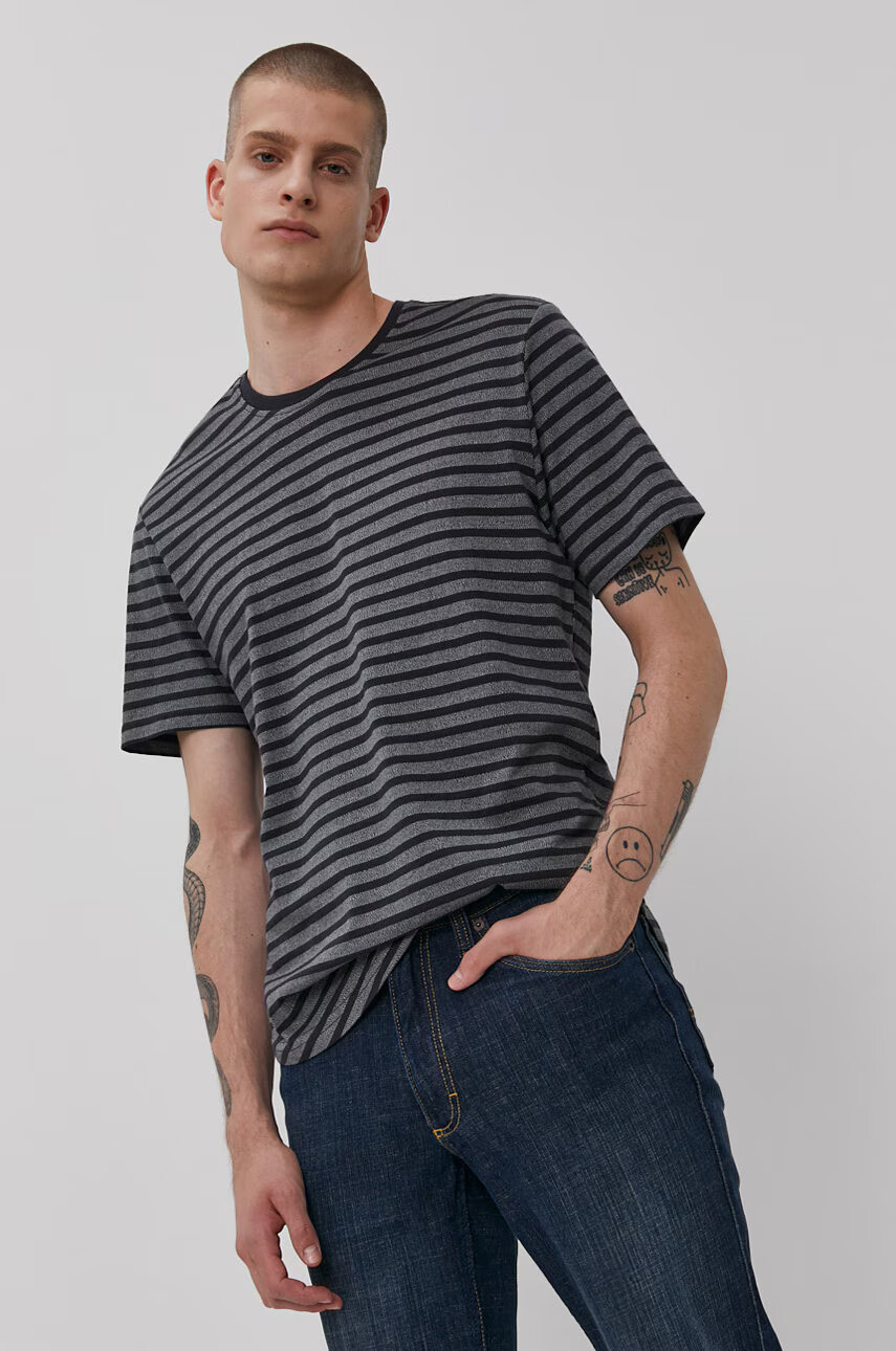 Only & Sons Тениска мъжка в тъмносиньо с десен - Pepit.bg