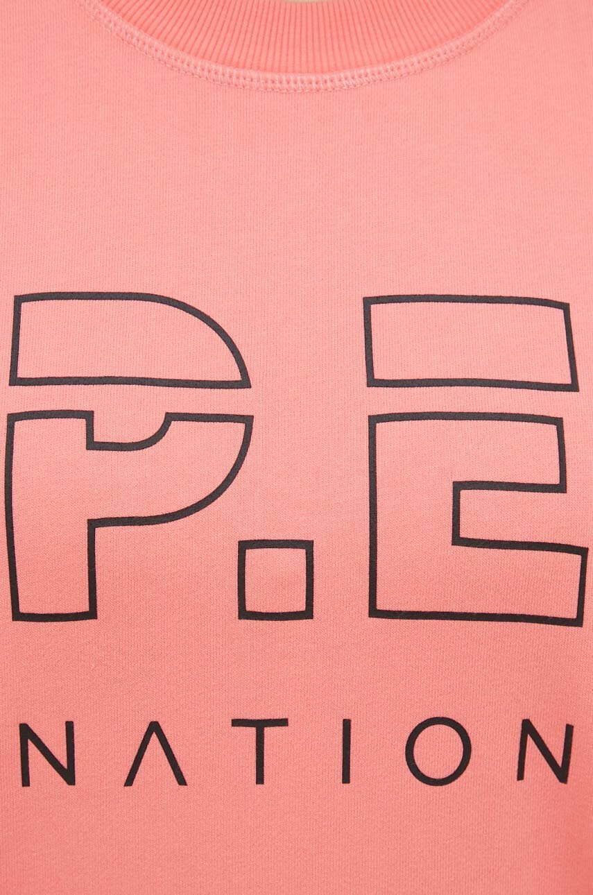 P.E Nation Памучен суичър дамска в розово с принт - Pepit.bg