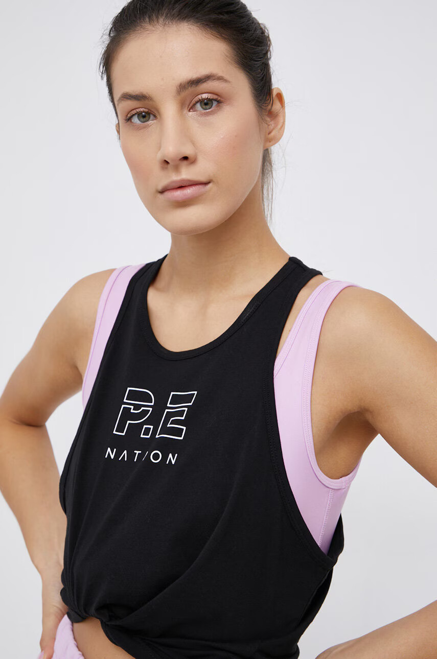 P.E Nation Памучен топ в черно - Pepit.bg