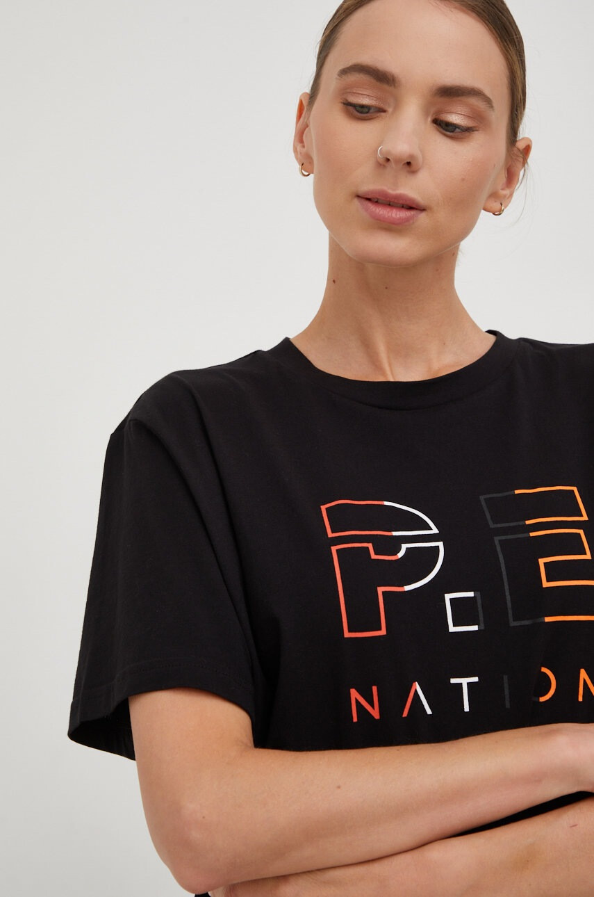 P.E Nation Памучна тениска в черно - Pepit.bg
