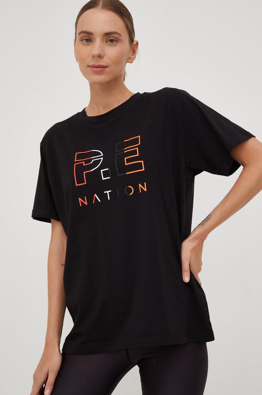 P.E Nation Памучна тениска в черно - Pepit.bg