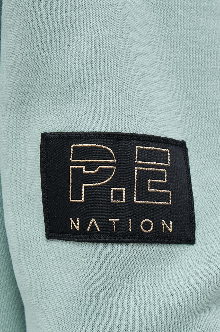 P.E Nation Суичър в зелено с качулка с изчистен дизайн - Pepit.bg