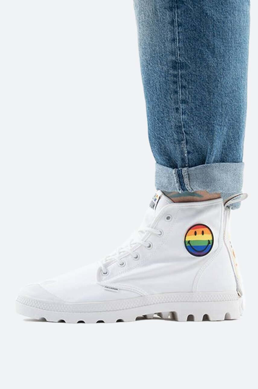 Palladium Високи кецове Pampa Smiley Pride в бяло - Pepit.bg