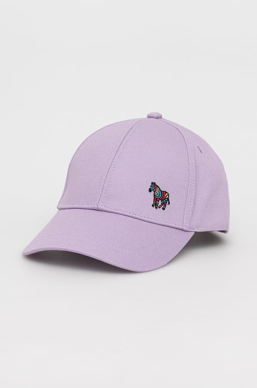 Paul Smith Памучна шапка в лилаво с изчистен дизайн - Pepit.bg